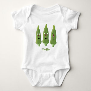 Body Para Bebé Dibujos animados de okra vegetal cantando lindos