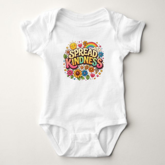 Body Para Bebé Difunde la amabilidad – Cute Floral Arcoíris (Anverso)