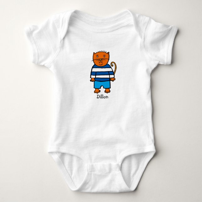 Body Para Bebé Dillon el gato personalizado (Anverso)