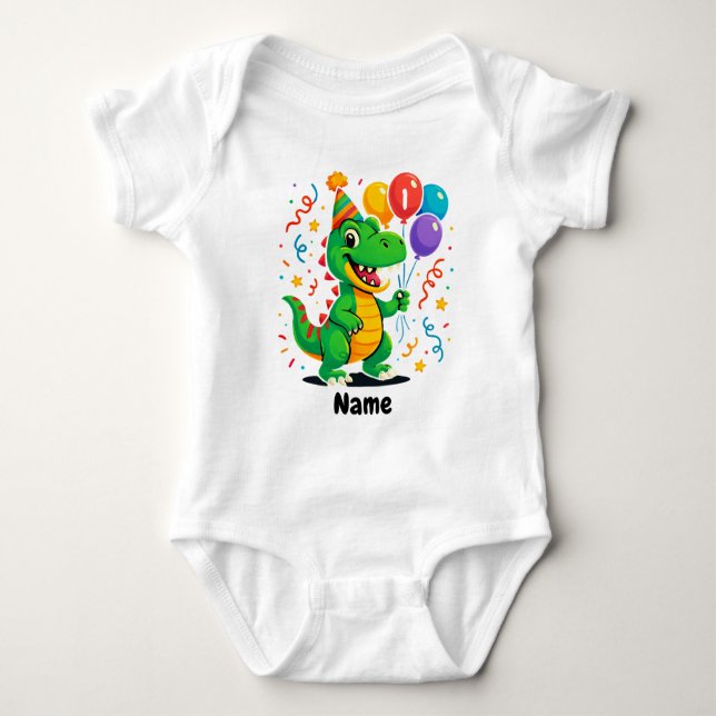 Body Para Bebé Dino Kids de cumpleaños personalizados (Anverso)