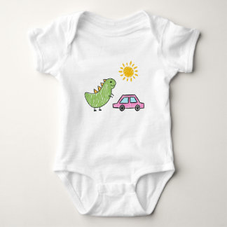 Body Para Bebé Dino y el coche rosa