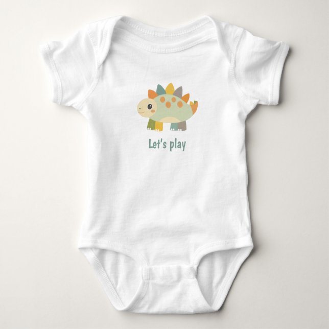 Body Para Bebé Dinosaur Cartoon Style Personalized Baby Bodysuit (Anverso)