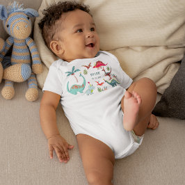 Body Para Bebé Dinosaur Cute Dino Nombre de niño