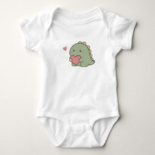 Body Para Bebé Dinosaur Kawaii Adorable Sosteniendo Corazón Paste