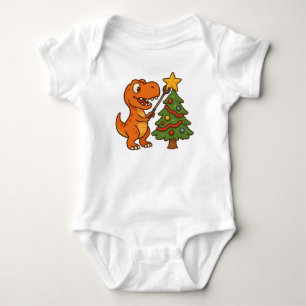 Body Para Bebé Dinosaur lindo con árbol de Navidad