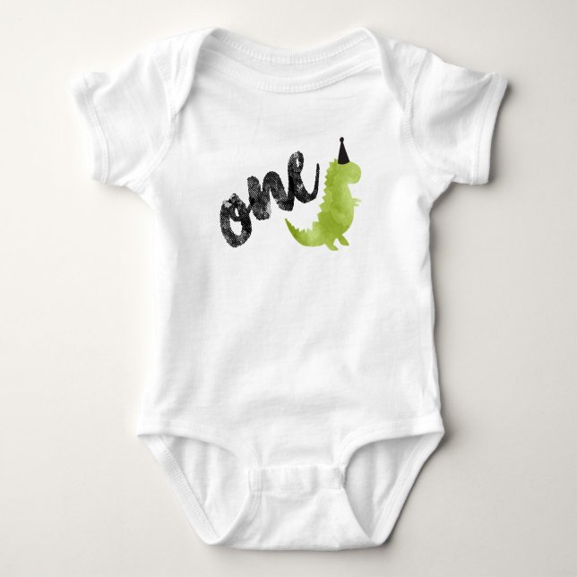 Body Para Bebé Dinosaur Onsie - Primer tema del Dino de cumpleaño (Anverso)