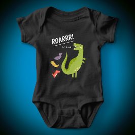 Body Para Bebé Dinosaur Roar Green Monograman Boy