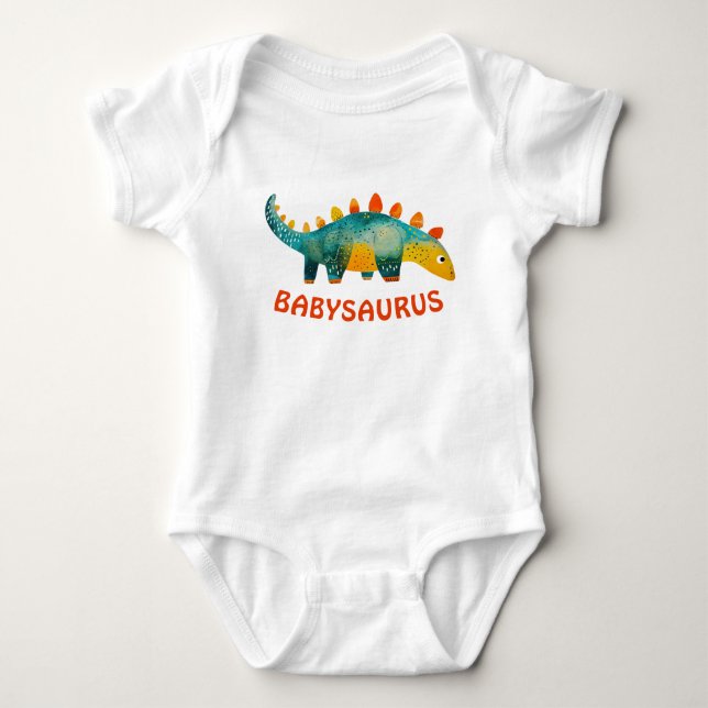 Body Para Bebé Dinosaurio Acuarela Adorable Babysaurus (Anverso)