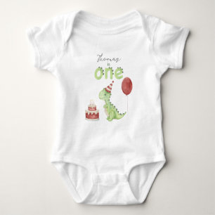 Body Para Bebé Dinosaurio acuarela cumpleaños 1