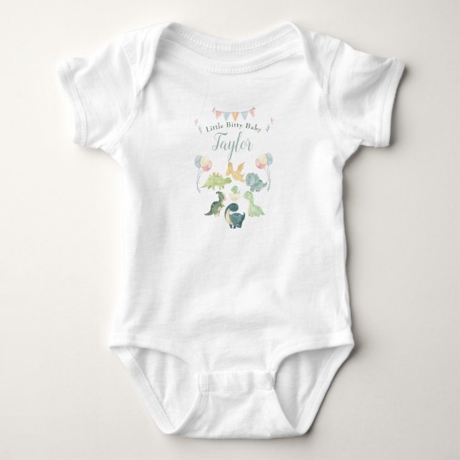 Body Para Bebé Dinosaurio Adorable Acuarela Personalizada (Anverso)