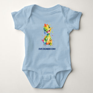 Body Para Bebé Dinosaurio arcoiris floral lindo Fiesta de cumplea