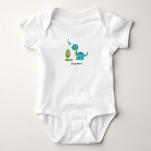 Body Para Bebé Dinosaurio Azul Adorable con Corazones - Braquios