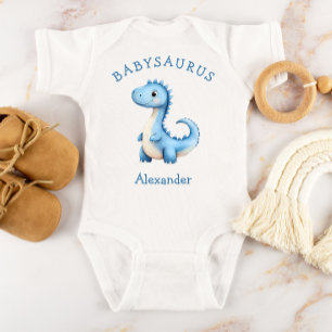 Body Para Bebé Dinosaurio Azul Babysaurus Personalizado para Niño