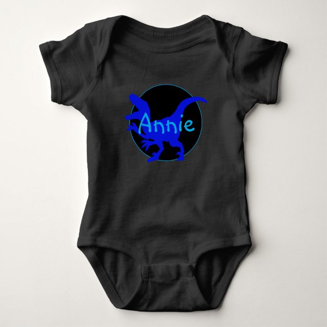 Body Para Bebé Dinosaurio Azul Personalizado (Anverso)