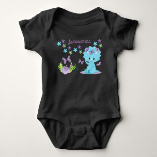 Body Para Bebé Dinosaurio bebé azul floral personalizado