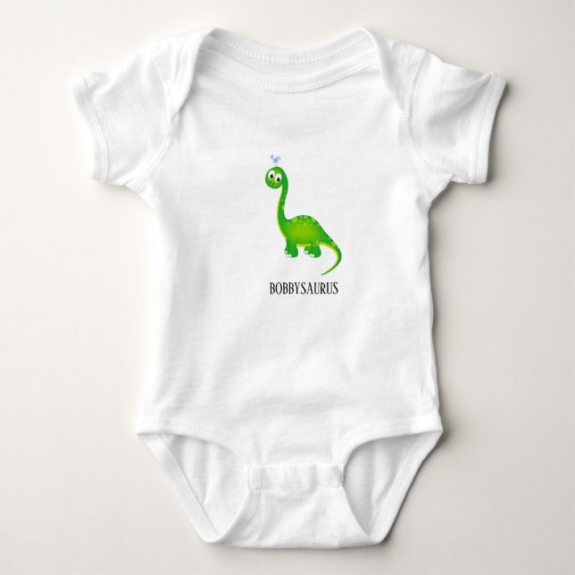 Body Para Bebé Dinosaurio con Birdie y nombre de niño (Anverso)