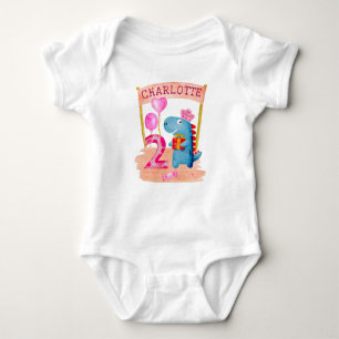 Body Para Bebé Dinosaurio Cute Girly Personalizado 2 Años Cumplea