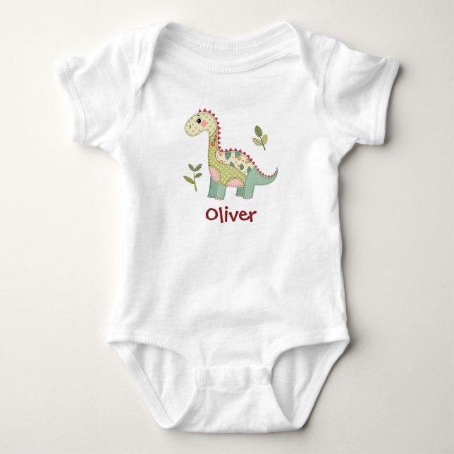 Body Para Bebé Dinosaurio de parches adorable (Anverso)