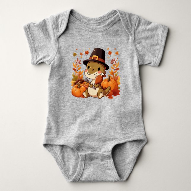 Body Para Bebé Dinosaurio lindo de acción de gracias (Anverso)