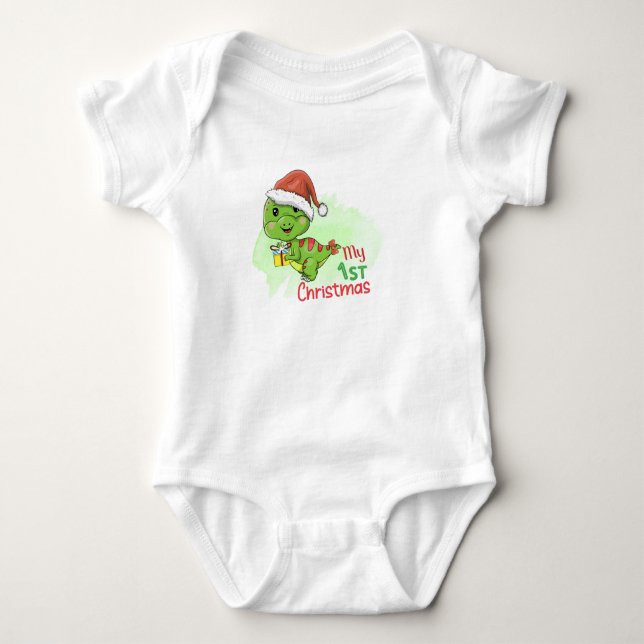 Body Para Bebé Dinosaurio, mi primera Navidad (Anverso)