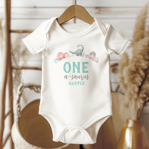 Body Para Bebé Dinosaurio One-A-Saurus Primer bebé cumpleaños