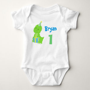 Body Para Bebé Dinosaurio primer cumpleaños Cute azul Dino Verde