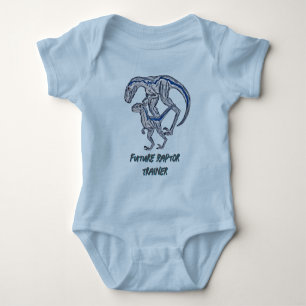 Body Para Bebé Dinosaurio Raptor Bebé Niño Niña Azul Infantil