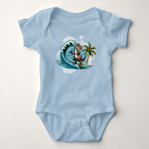 Body Para Bebé Dinosaurio tropical de surf