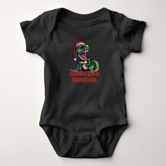 Body Para Bebé Dinosaurio Verde de Navidad | Diseño de Dinosaurio (Anverso)