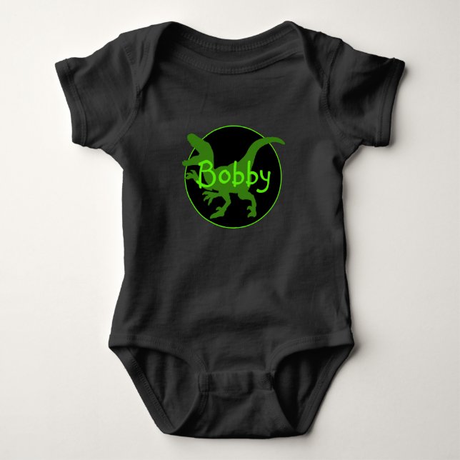 Body Para Bebé Dinosaurio Verde Personalizado  (Anverso)