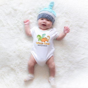 Body Para Bebé Dinosaurios WILD ONE personalizados Primer cumplea