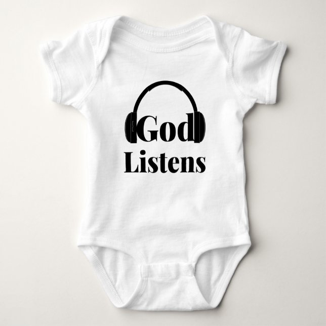 Body Para Bebé Dios escucha una cita basada en la fe Unisex (Anverso)