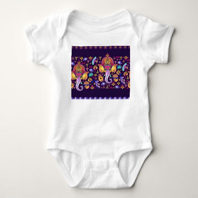 Body Para Bebé Dios hindú de Ganesh: La Seamless festiva (Anverso)