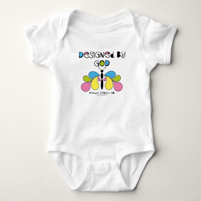 Body Para Bebé Diseñado Por Dios Resumen Mariposa Bebé Tees/ (Anverso)