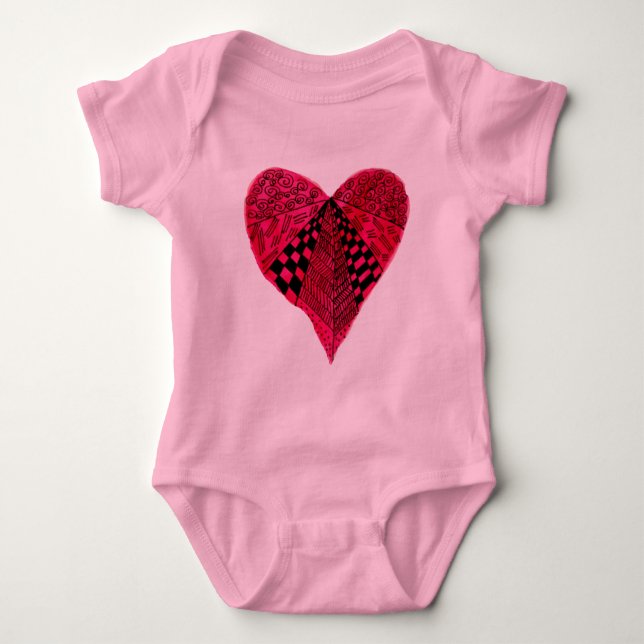 Body Para Bebé diseño artístico Corazón Rojo Tinta (Anverso)