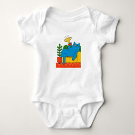 Body Para Bebé Diseño - Blue Cat Trophy Lounger - Camiseta Bebé