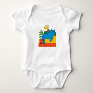 Body Para Bebé Diseño - Blue Cat Trophy Lounger - Camiseta Bebé