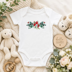 Body Para Bebé Diseño Botánico Floral de Acuarela Dulce para Bebé
