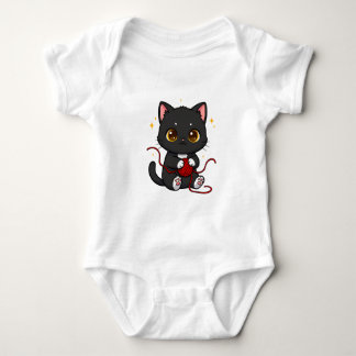 Body Para Bebé Diseño Chibi de Gato Negro Juguetón