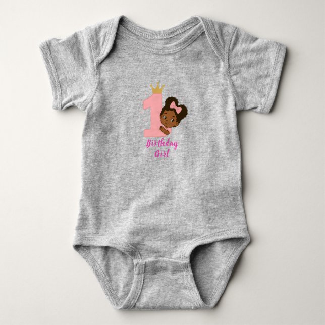 Body Para Bebé Diseño de 1er Cumpleaños de Princesa Rosa (Anverso)