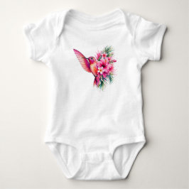 Body Para Bebé Diseño de ave acuarela PNG Frangipani Colibrí