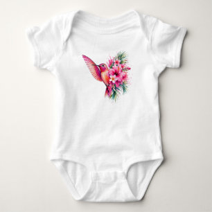 Body Para Bebé Diseño de ave acuarela PNG Frangipani Colibrí
