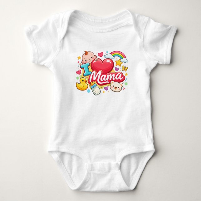 Body Para Bebé Diseño de bebé lindo amo a mamá (Anverso)
