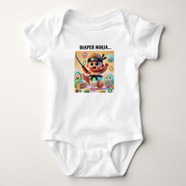 Body Para Bebé Diseño de Bodysuit para Bebé Ninja de Pañal. (Anverso)