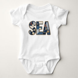 Body Para Bebé Diseño de costura costera PNG acolchado de mar pat