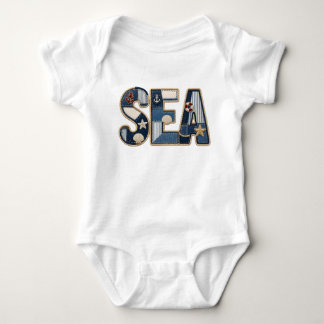 Body Para Bebé Diseño de costura costera PNG acolchado de mar pat
