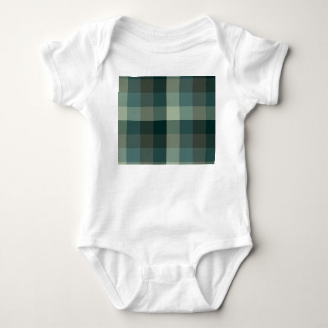 Body Para Bebé Diseño de cuadros de gingham verde (Anverso)