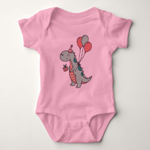 Body Para Bebé Diseño de cumpleaños de Dinosaurio Personalizado C