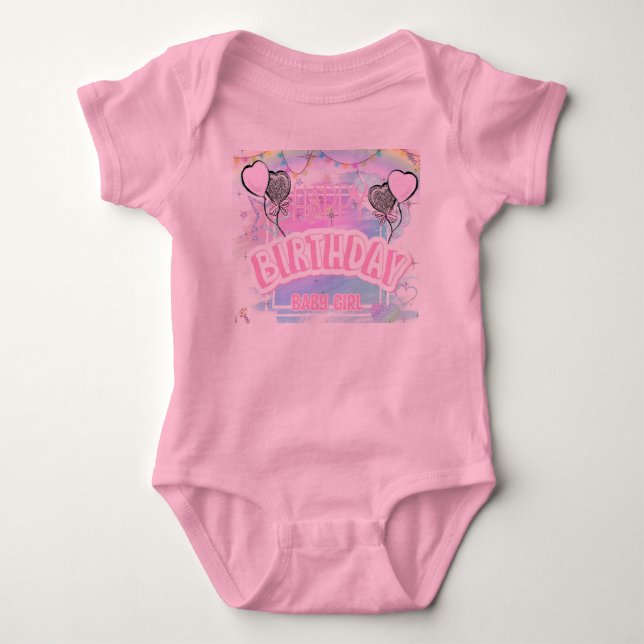 Body Para Bebé Diseño de cumpleaños para niñas bebés (Anverso)
