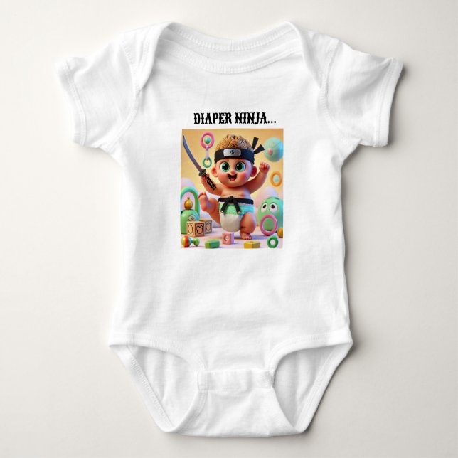 Body Para Bebé Diseño de Diaper Ninja Baby Bodysuit. (Anverso)